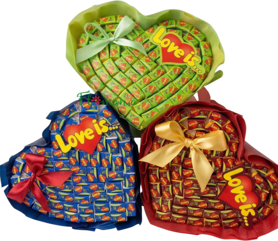  Коробка в виде сердца с жевательной резинкой Love is... «Вкус детства»